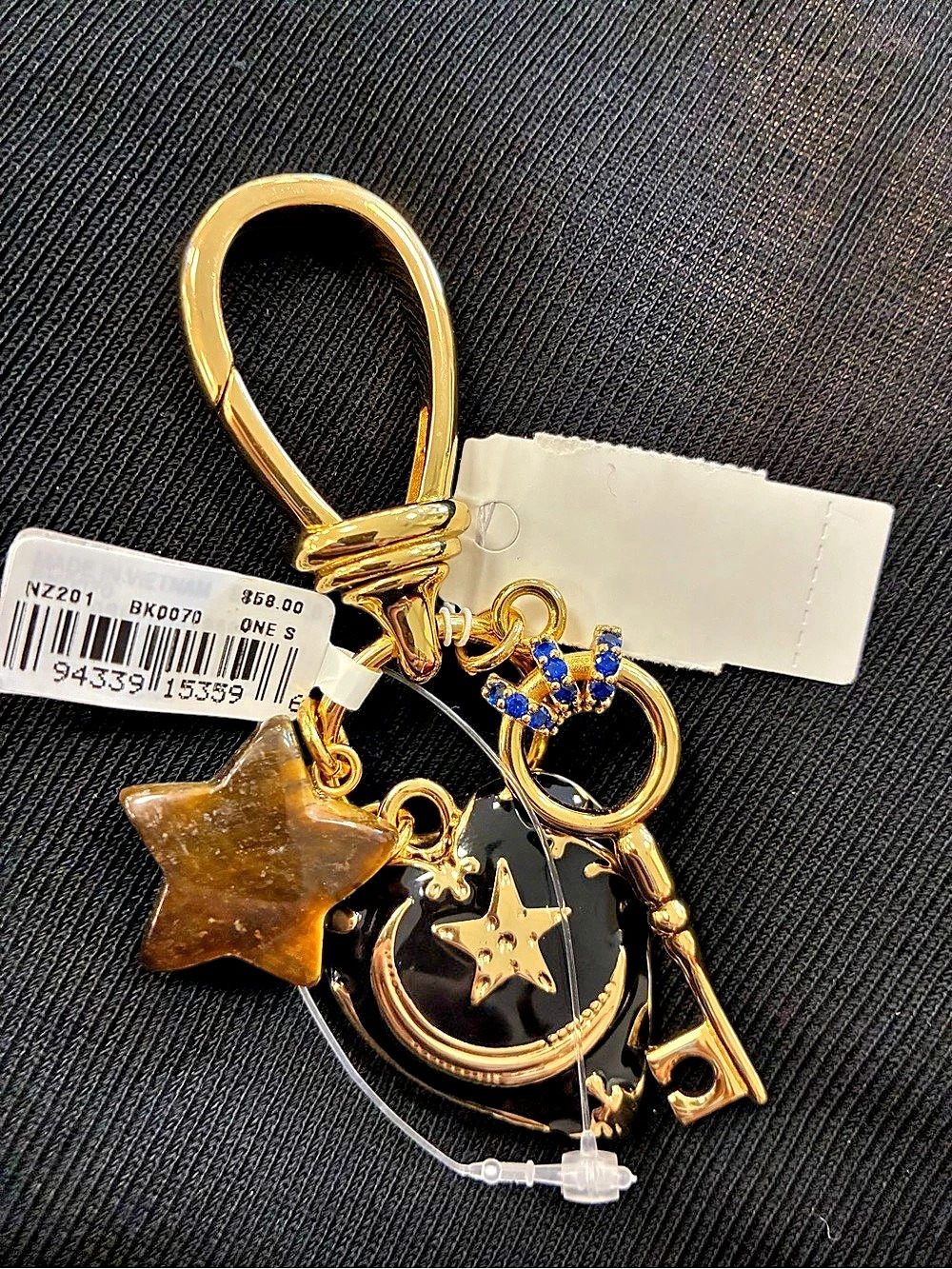 Madhulika Charm Keychain in Black & Gold NWT, new w tag
